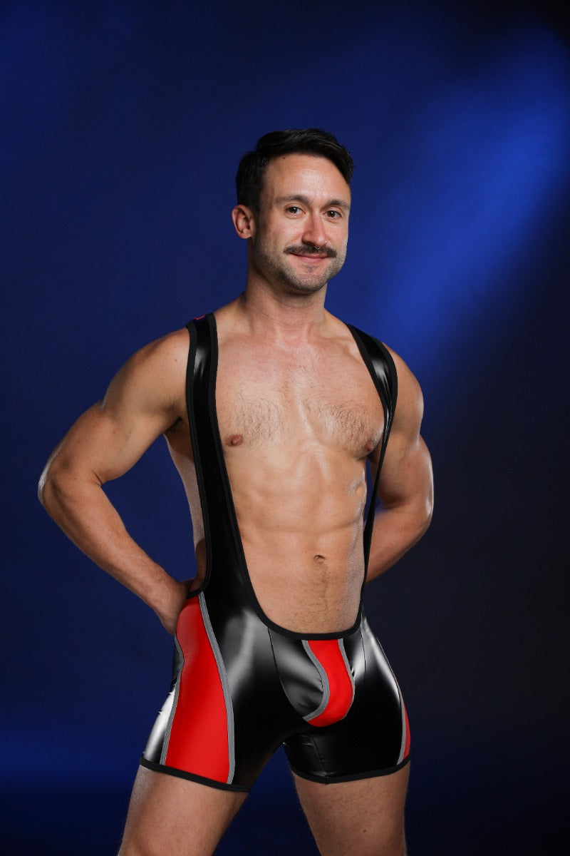 Mr S Leather Reflector Backzip Singlet Red
