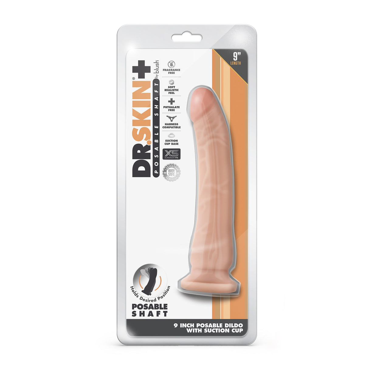 Dr Skin Plus Posable Dildo 9 Inch Light