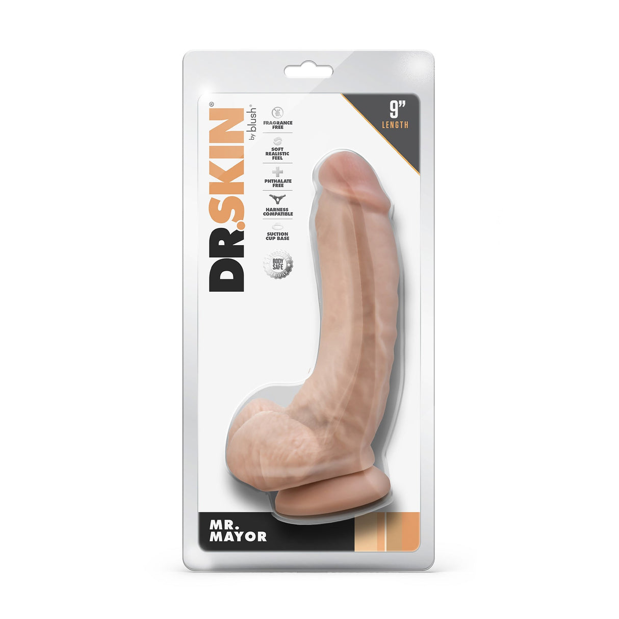 Dr Skin Mr Mayor Dildo with Balls 9 Inch Light