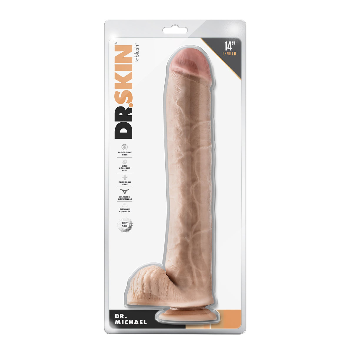 Dr Skin Mr Michael Dildo with Balls 13 Inch Light