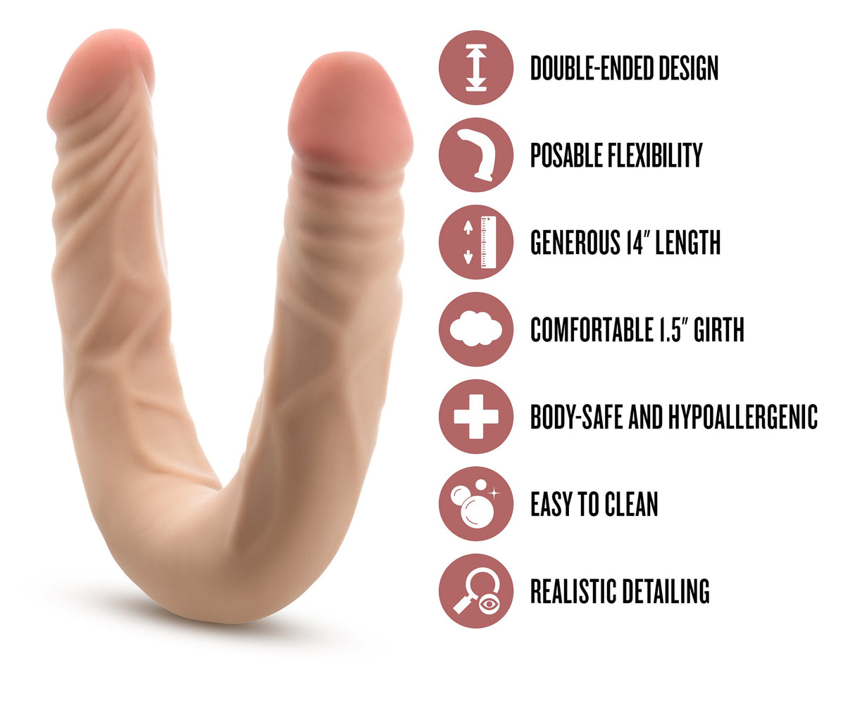 Dr Skin Posable Double Dong 14 Inch Light