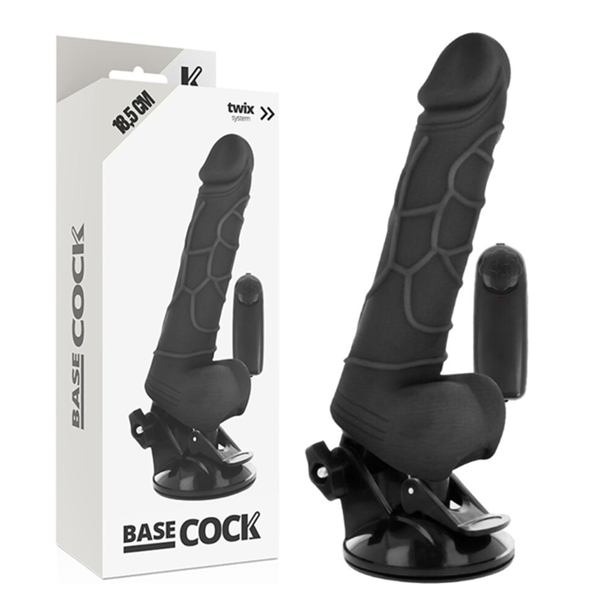 Basecock Realistic Vibrating Dildo with Remote 7 Inch Black