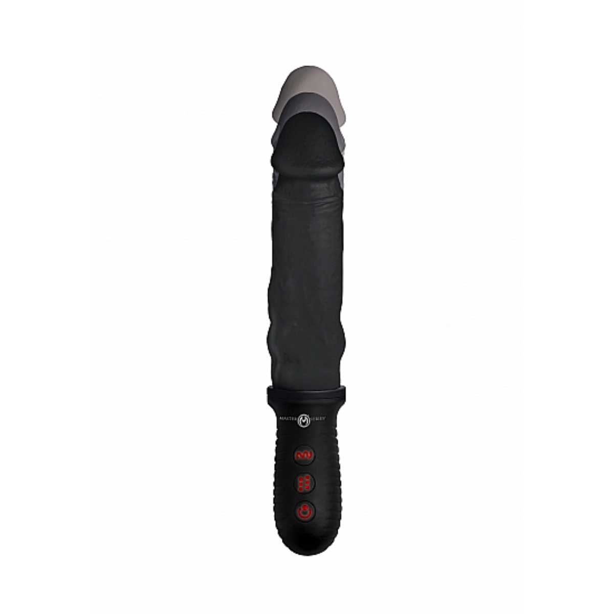 Master Series Auto Pounder Vibrating & Thrusting Dildo with Handle Black