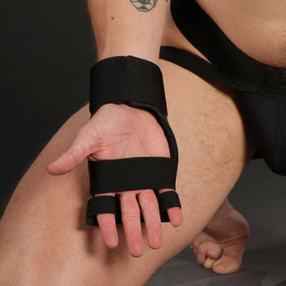 Mr S Leather Open Paw Puppy Gloves Black Purple