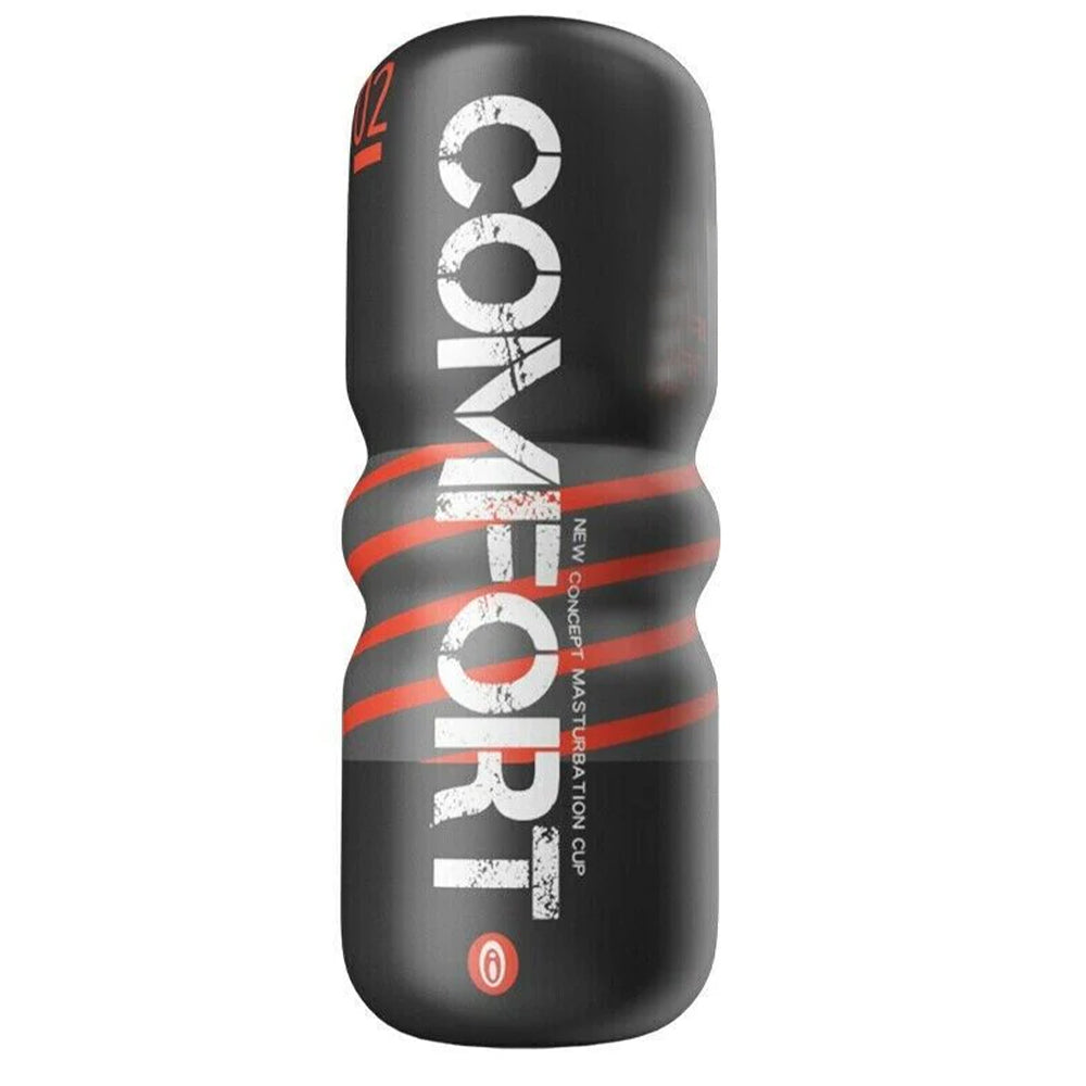Black cylindrical container with 'COMFORT' branding on a white background