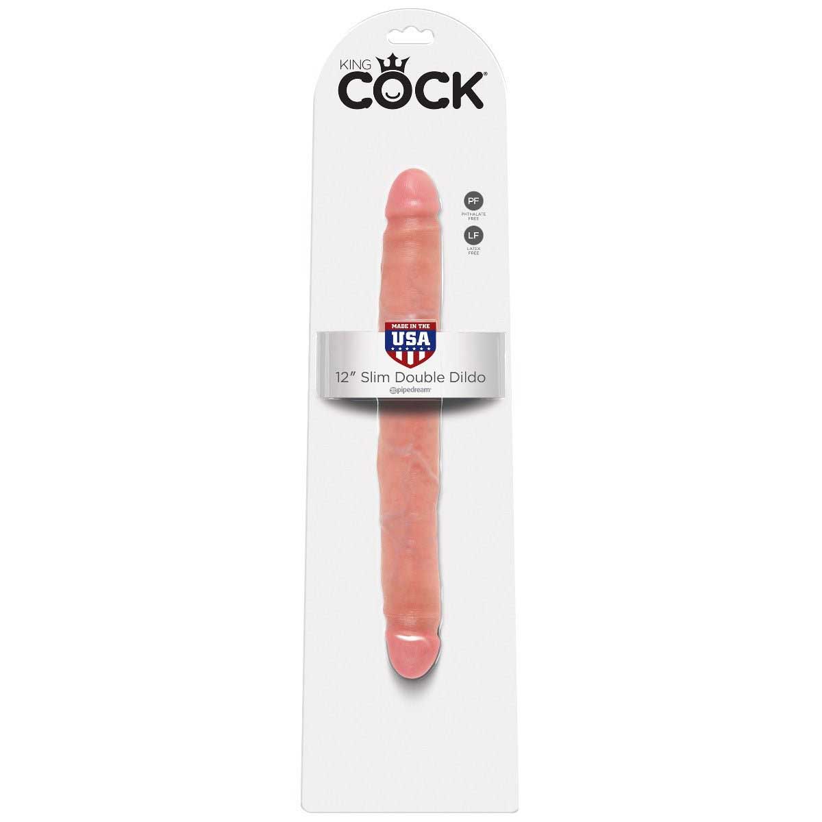 Pipedream King Cock Slim Double Ended Dildo 12 Inch Light