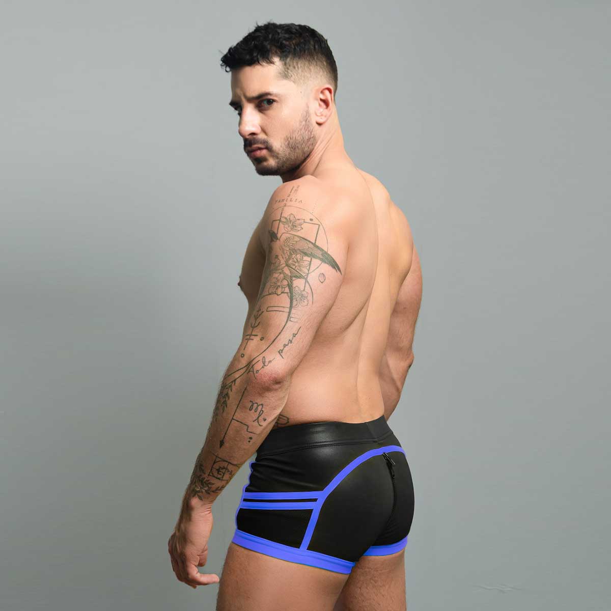 Dale Mas Biker + Pouch Shorts Black White Blue