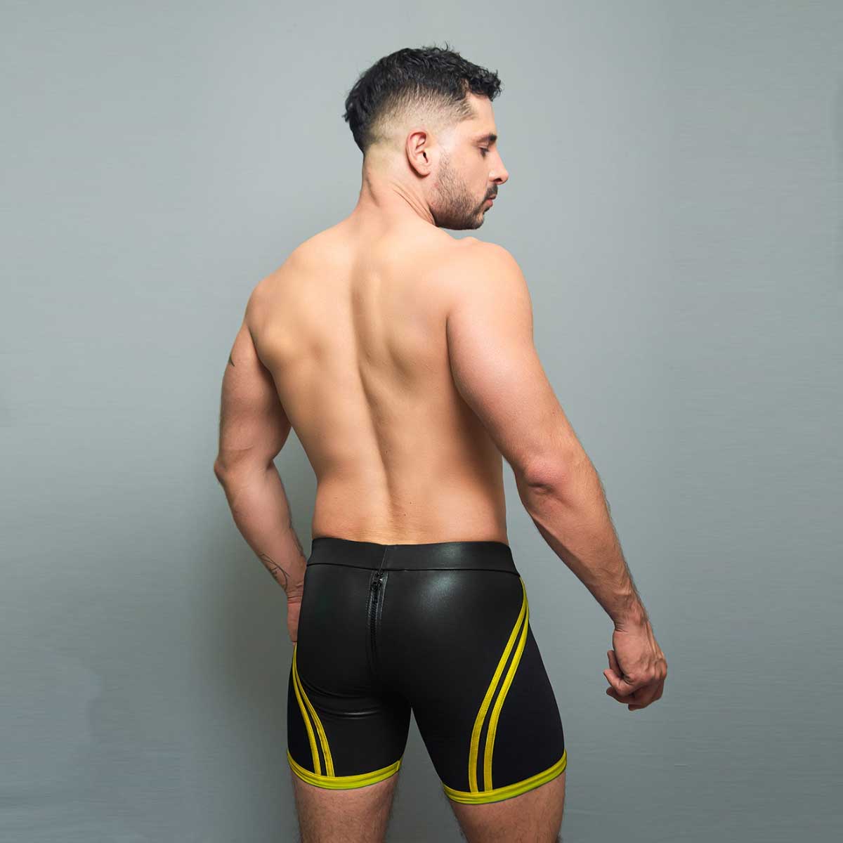 Dale Mas Biker + Skin Bike Zipper Shorts Black Yellow