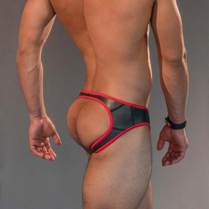 Dale Mas Smooth Skin Neoprene Jock Brief Black Red - FETCH