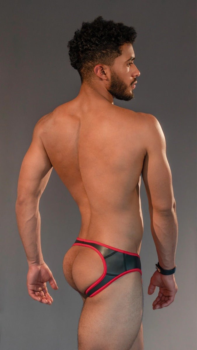 Dale Mas Smooth Skin Neoprene Jock Brief Black Red - FETCH