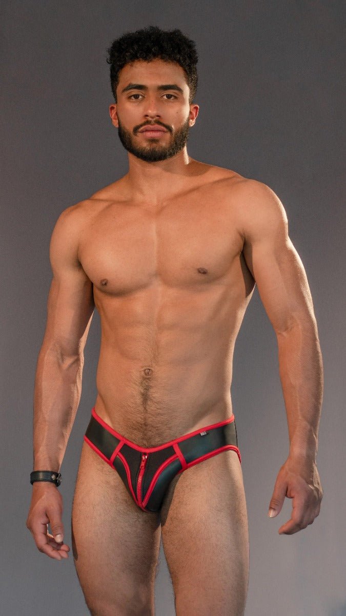Dale Mas Smooth Skin Neoprene Jock Brief Black Red - FETCH