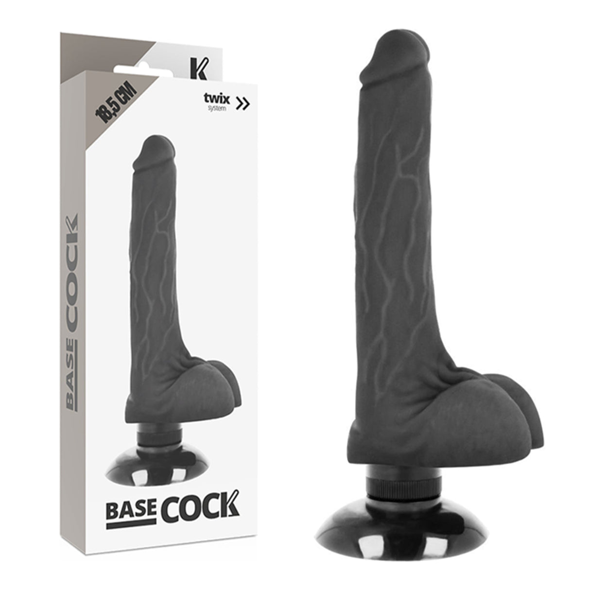 Basecock Realistic Vibrating 2 in 1 Dildo 7 Inch Black