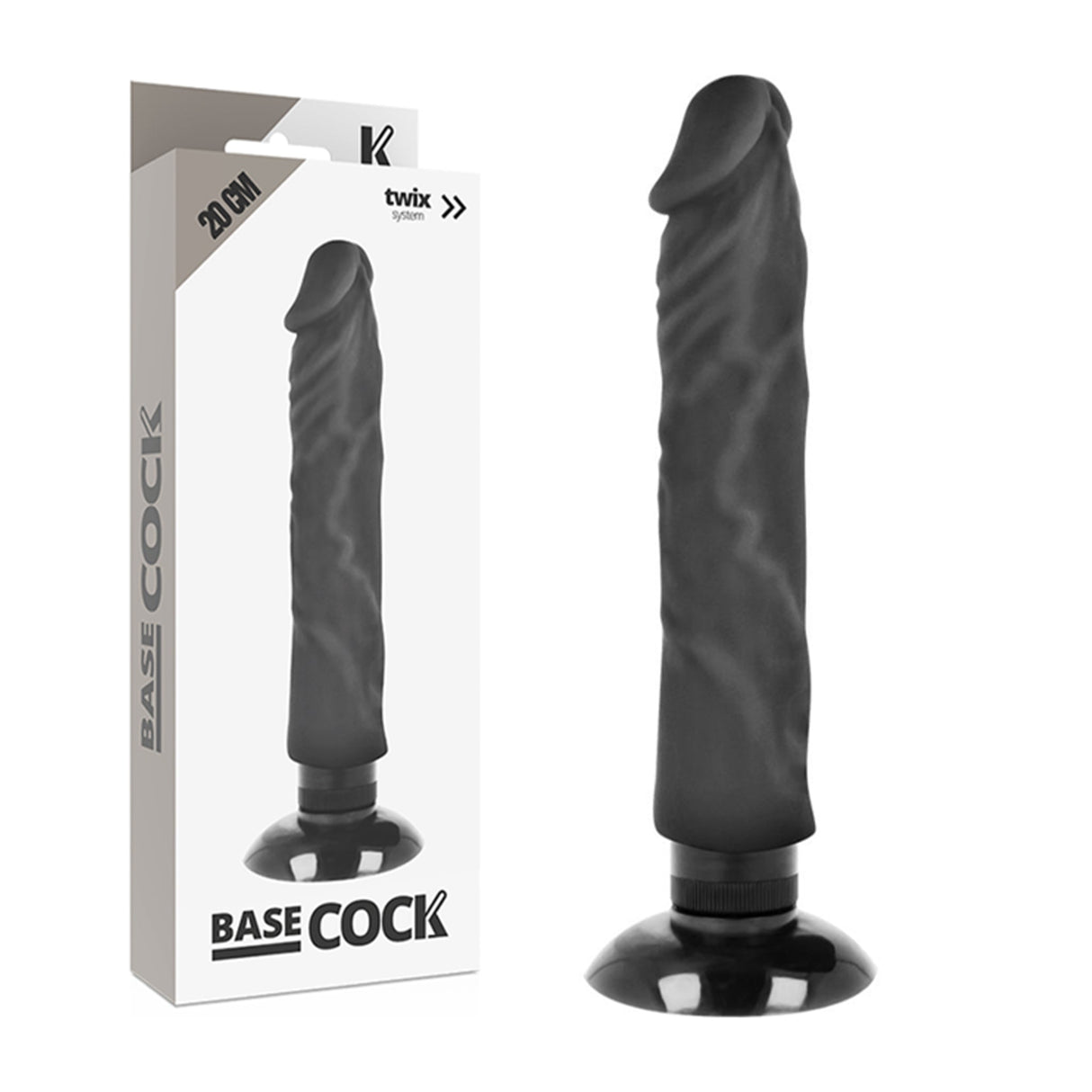Basecock Realistic Vibrating 2 in 1 Dildo 8 Inch Black