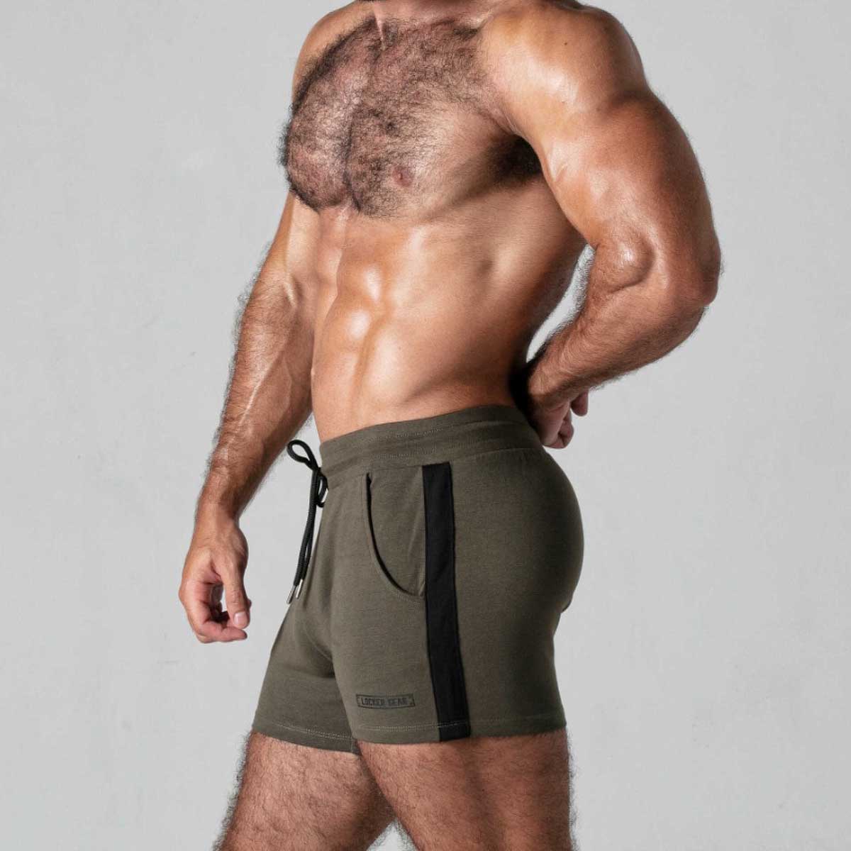 Locker Gear Side Stripe Mini Short Khaki