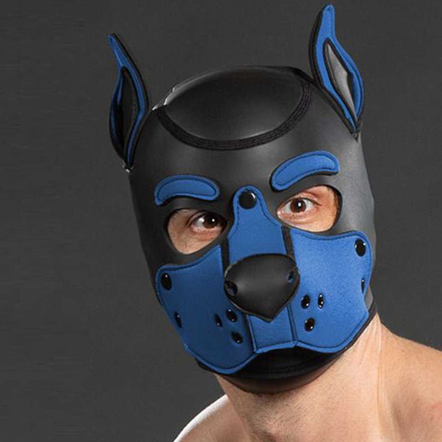Mr S Leather Neoprene K9 Puppy Hood Black Cobalt