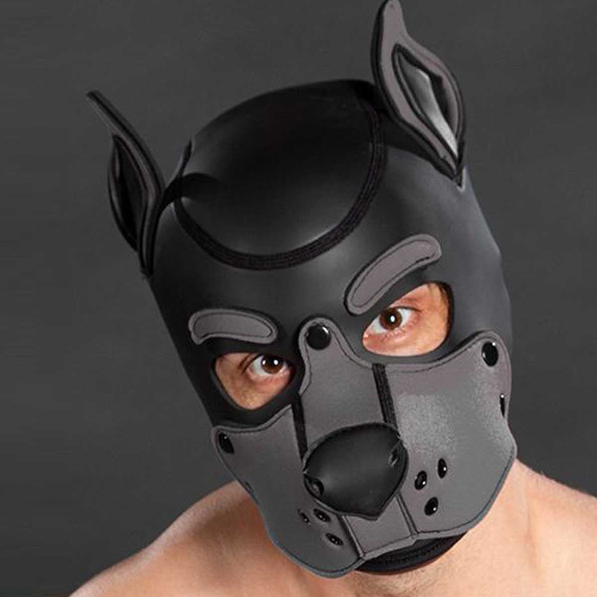 Mr S Leather Neoprene K9 Puppy Hood Black Grey