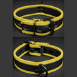 Mr S Leather Neoprene Puppy Collar Black Yellow