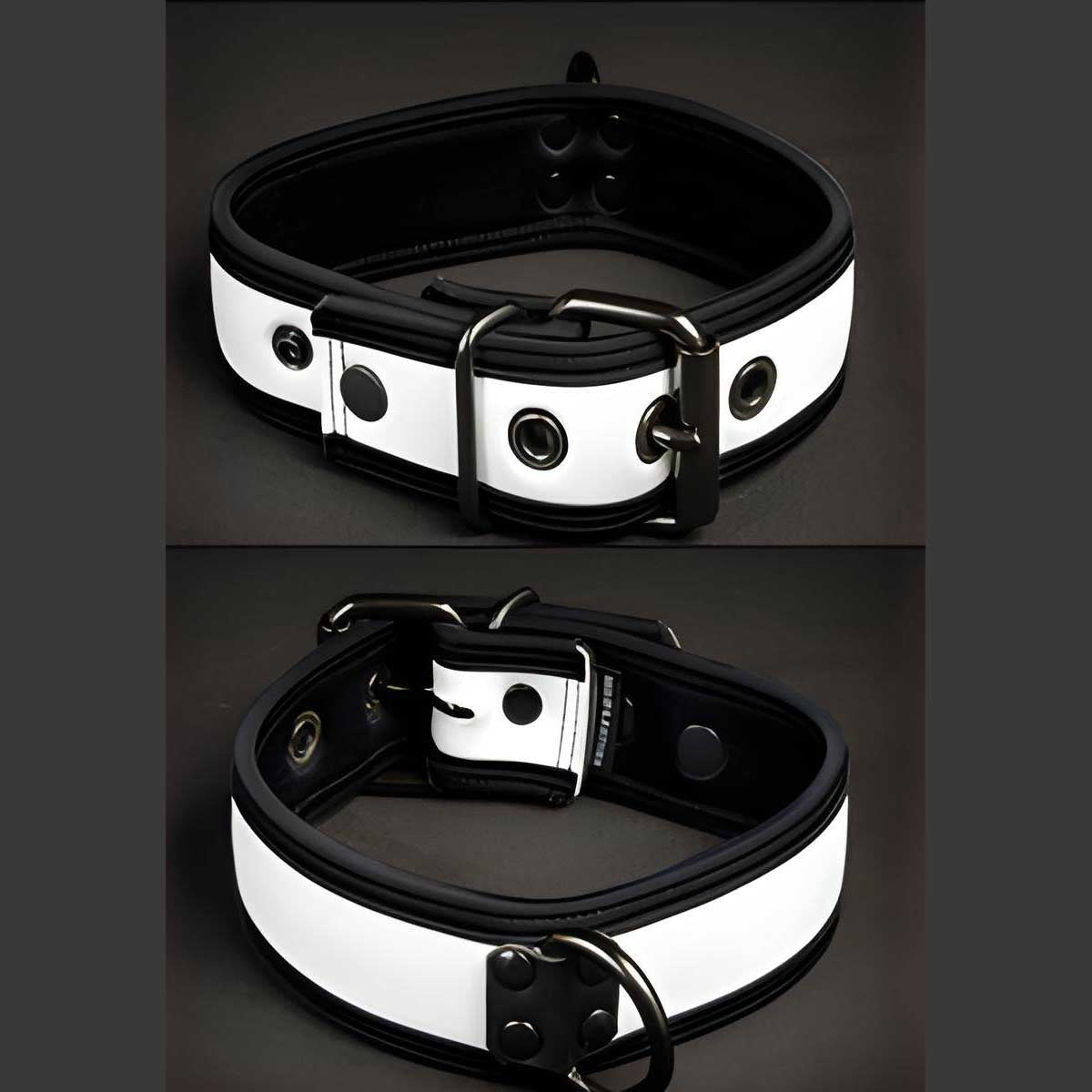 Mr S Leather Neoprene Puppy Collar White Black