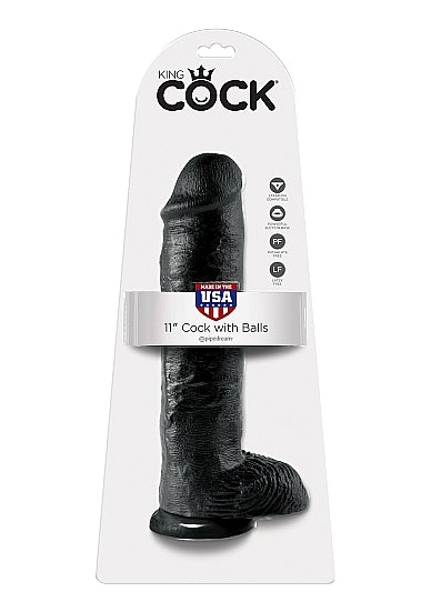 Pipedream King Cock 11 Inch Cock with Balls Black