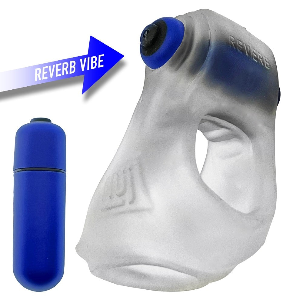 Hunkyjunk REVSLING Vibe Cock & Ball Sling Clear Ice