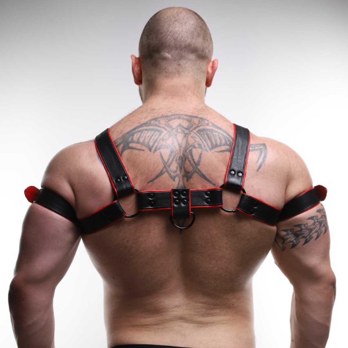 ruff GEAR Double Tone Leather Bulldog Harness Red Black