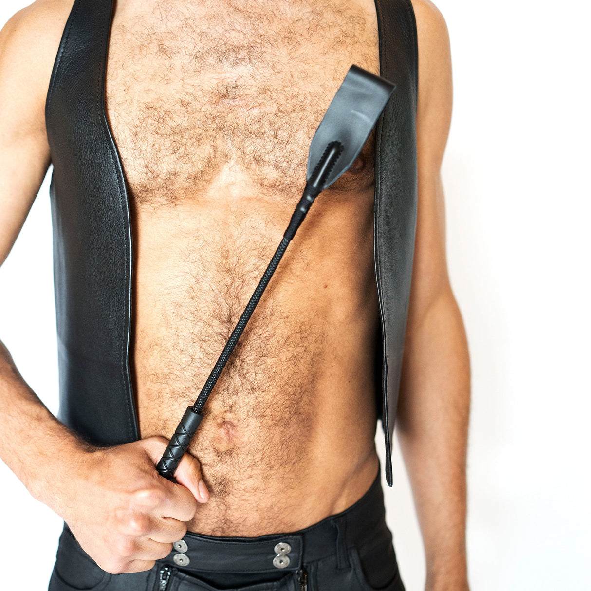 ruff GEAR Leather Crop 18 Inch Black