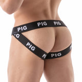 Leader ID Fetish Jockstrap Pig Black