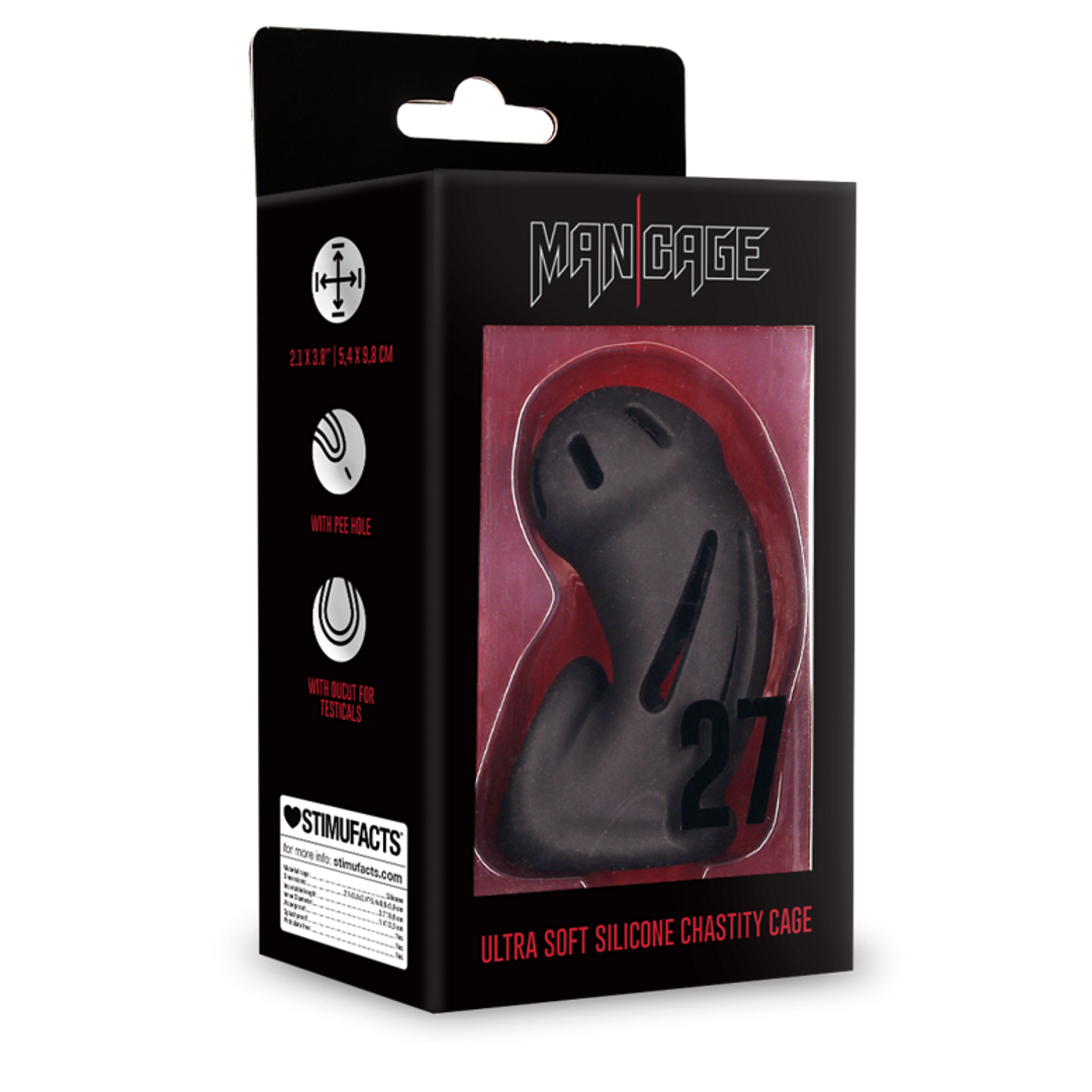 Mancage No 27 Ultra Soft Silicone Chastity 2.4 Inch Cage Black