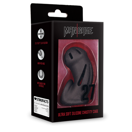 Mancage No 27 Ultra Soft Silicone Chastity 2.4 Inch Cage Black