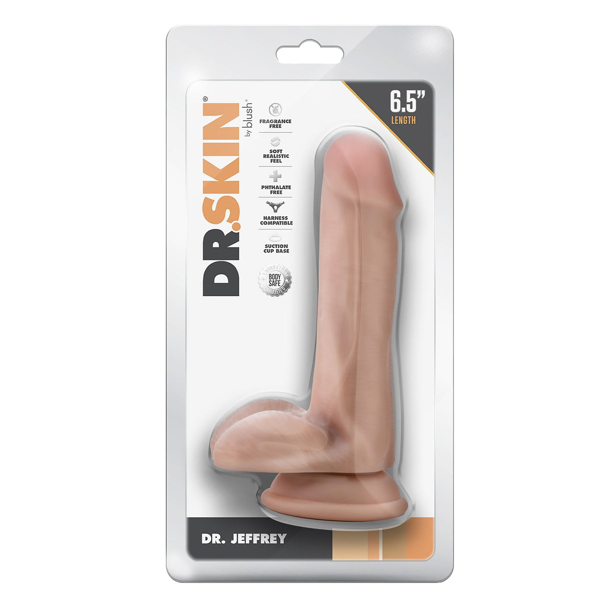 Dr Skin Silicone Dr Jeffrey Dildo with Balls 6.5 Inch Light