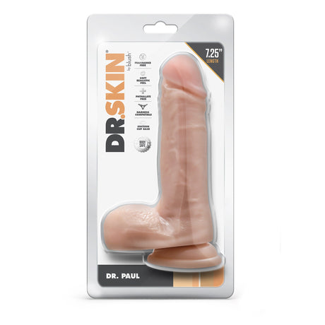 Dr Skin Silicone Dr Paul Dildo with Balls 7.25 Inch Light