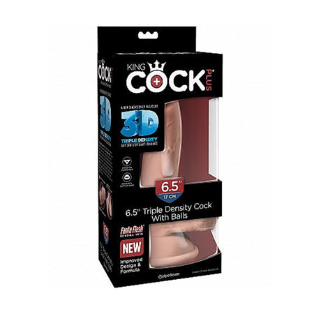 Pipedream King Cock PLUS 6.5 Inch Triple Density Dildo with Balls Flesh