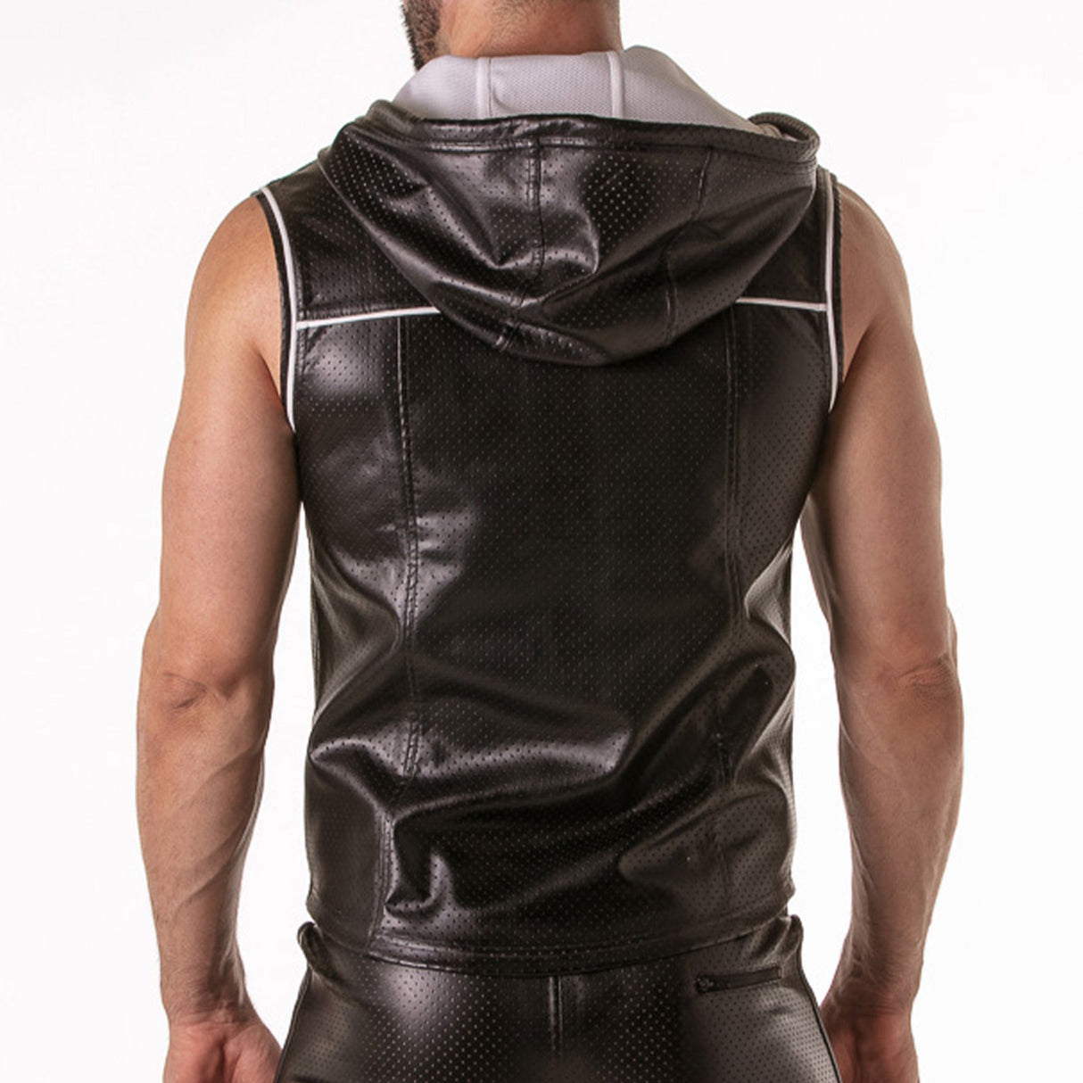 Locker Gear Punch Hole Leatherette Hoody White