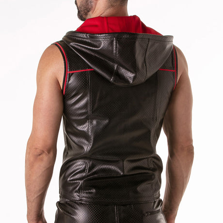 Locker Gear Punch Hole Leatherette Hoody Red