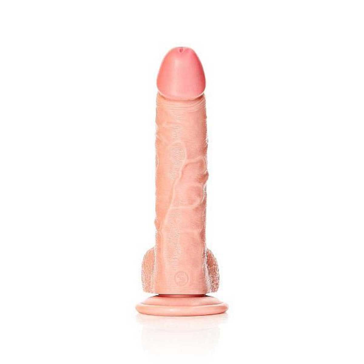 RealRock Curved Realistic Dildo with Balls 8 Inch Light