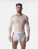 Barcode Berlin Fishnet Long Sleeve Capo White