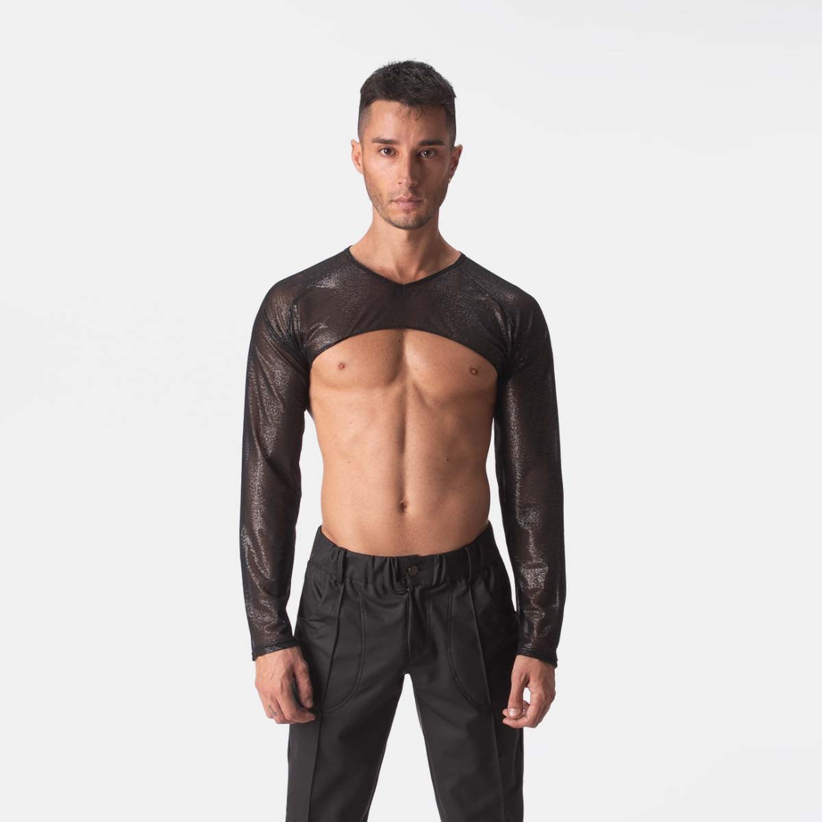 Barcode Berlin Mesh Crop Top Chaka Black - FETCH