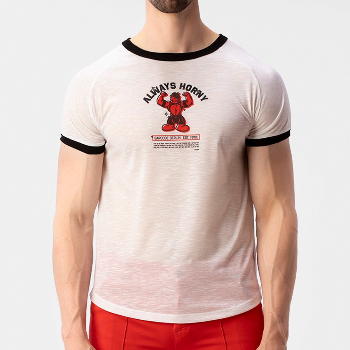 Barcode Berlin T Shirt Ash Leather Bear White Red Black