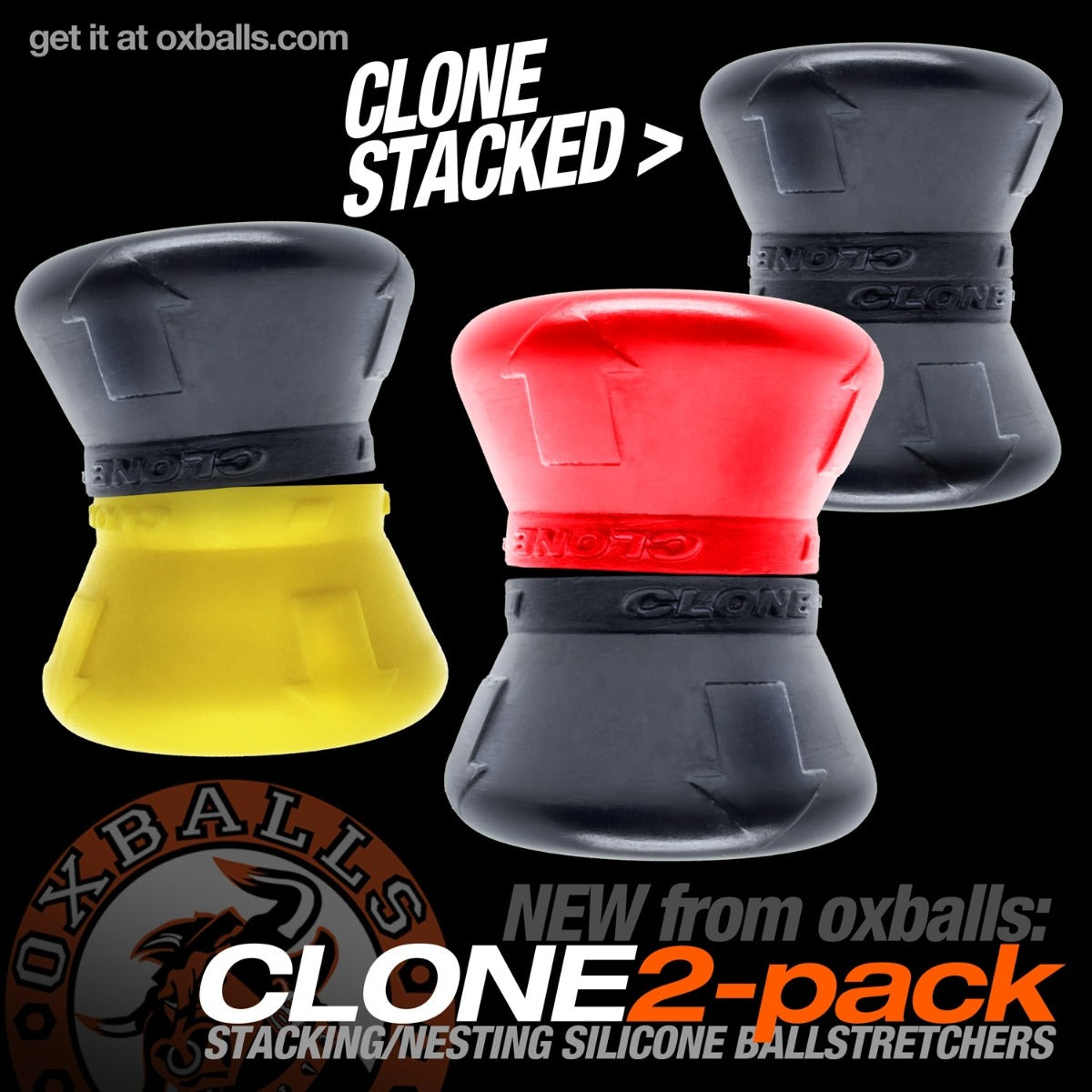 Oxballs Clone Duo Stacking Ballstretchers Black Yellow