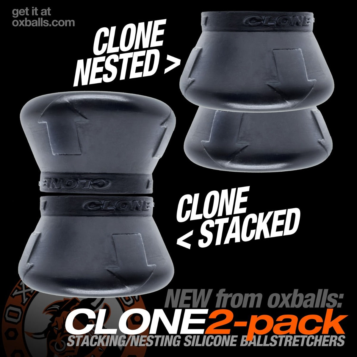 Oxballs Clone Duo Stacking Ballstretchers Black