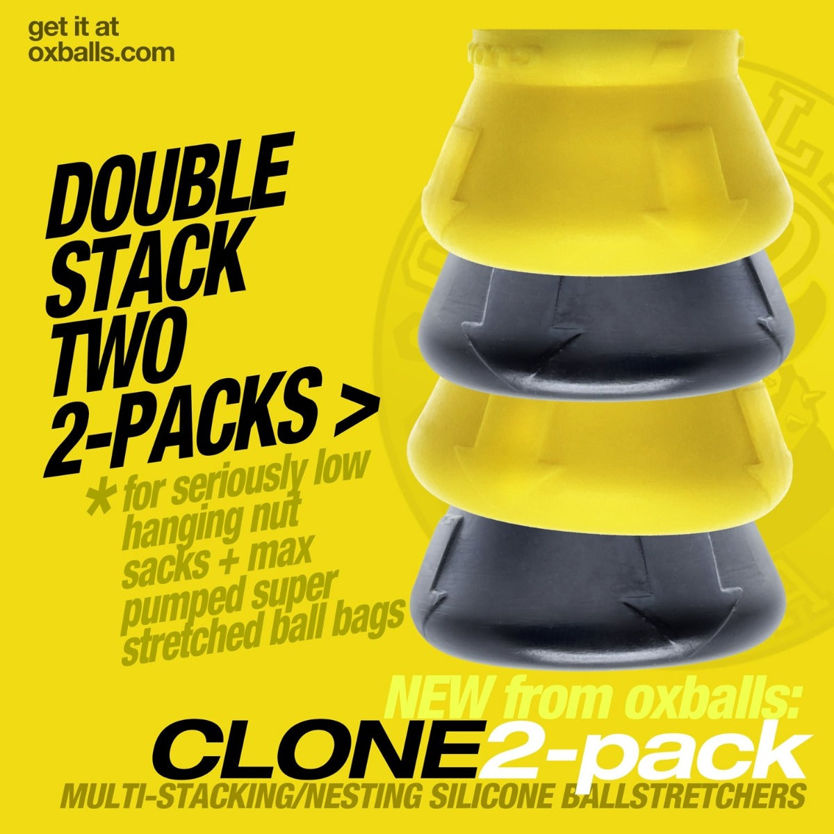 Oxballs Clone Duo Stacking Ballstretchers Black Yellow