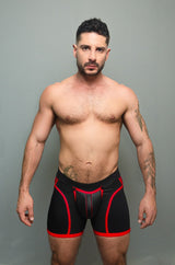 Dale Mas Biker + Skin Bike Zipper Shorts Black Red