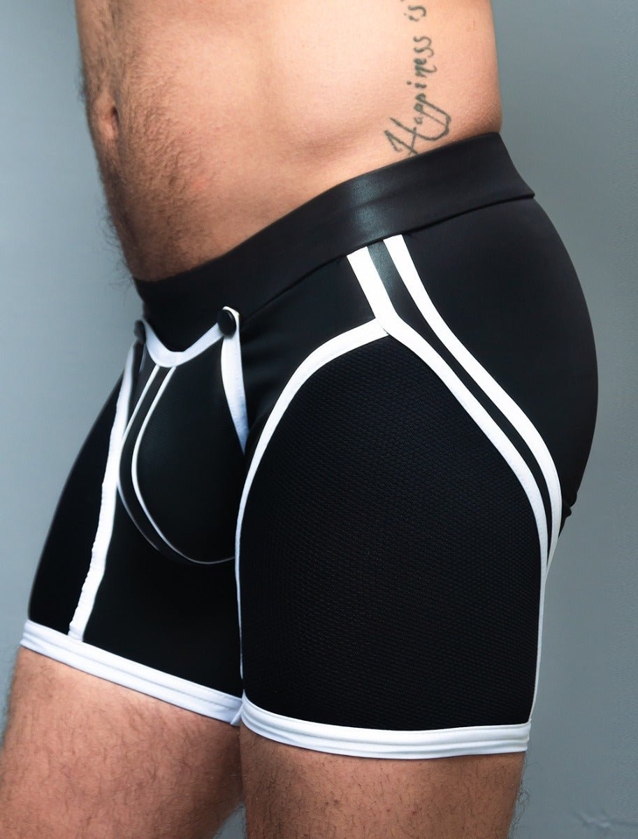 Dale Mas Biker + Skin Bike Zipper Shorts Black White