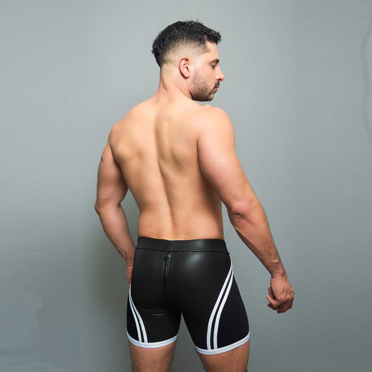 Dale Mas Biker + Skin Bike Zipper Shorts Black White
