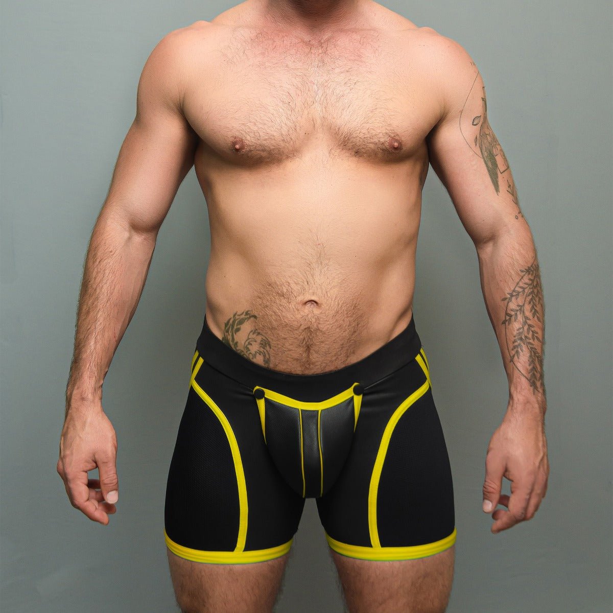 Dale Mas Biker + Skin Bike Zipper Shorts Black Yellow