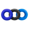 Hunkyjunk HUJ Cock Ring 3 Pack Cobalt Multi