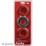 Hunkyjunk HUJ Cock Ring 3 Pack Cherry Multi