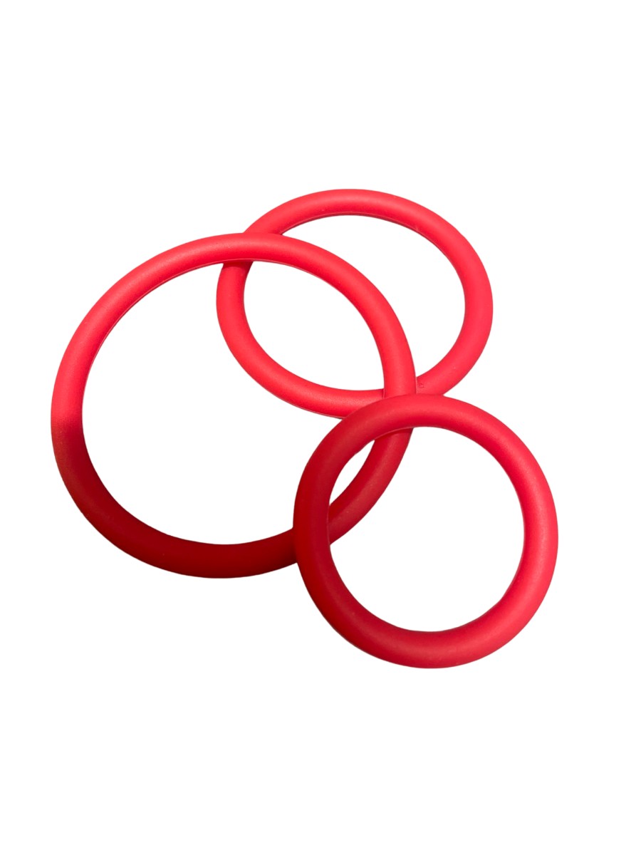 ruff GEAR Silicone Cock Ring 3 Pack Red