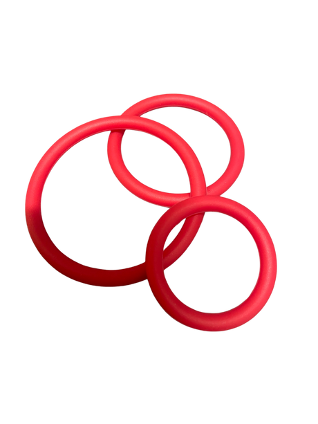 ruff GEAR Silicone Cock Ring 3 Pack Red