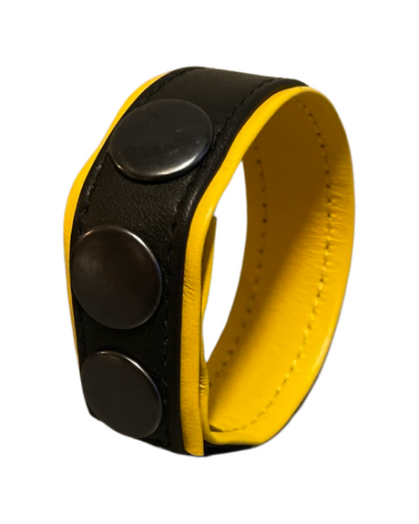 ruff GEAR Double Tone Leather Cock Strap Black Yellow